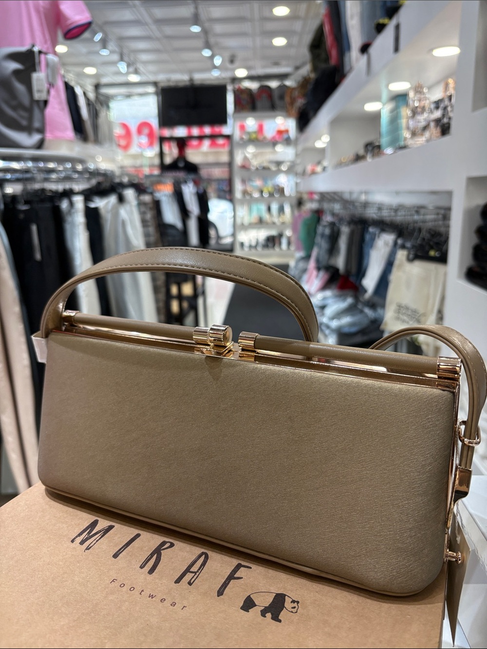 Olive Gold-Trim Top Handle Bag